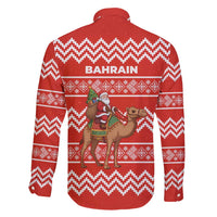 Bahrain Christmas Family Matching Short Sleeve Bodycon Dress and Hawaiian Shirt with Santa Riding Camel Red Geometric Pattern and Festive Design - Wonder Print Shop