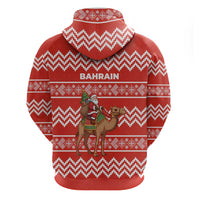 Bahrain Christmas Hoodie with Santa Riding Camel Red Geometric Pattern and Festive Design - Wonder Print Shop