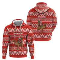 Bahrain Christmas Hoodie with Santa Riding Camel Red Geometric Pattern and Festive Design - Wonder Print Shop