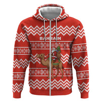 Bahrain Christmas Hoodie with Santa Riding Camel Red Geometric Pattern and Festive Design - Wonder Print Shop