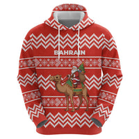 Bahrain Christmas Hoodie with Santa Riding Camel Red Geometric Pattern and Festive Design - Wonder Print Shop