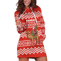Bahrain Christmas Hoodie Dress with Santa Riding Camel Red Geometric Pattern and Festive Design - Wonder Print Shop