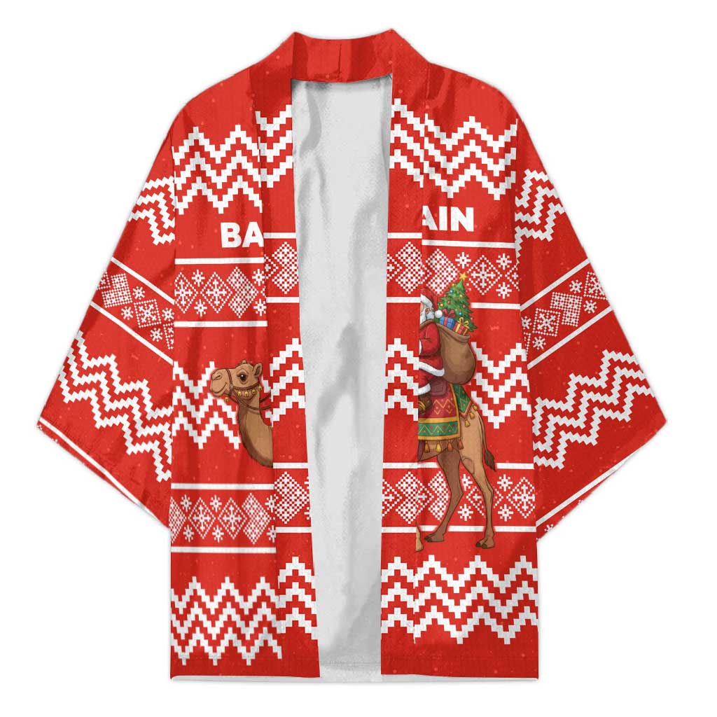 Bahrain Christmas Kimono with Santa Riding Camel Red Geometric Pattern and Festive Design - Wonder Print Shop