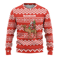 Bahrain Christmas Ugly Christmas Sweater with Santa Riding Camel Red Geometric Pattern and Festive Design - Wonder Print Shop