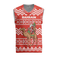 Bahrain Christmas Knitted V-Neck Vest with Santa Riding Camel Red Geometric Pattern and Festive Design - Wonder Print Shop