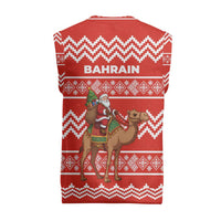 Bahrain Christmas Knitted V-Neck Vest with Santa Riding Camel Red Geometric Pattern and Festive Design - Wonder Print Shop