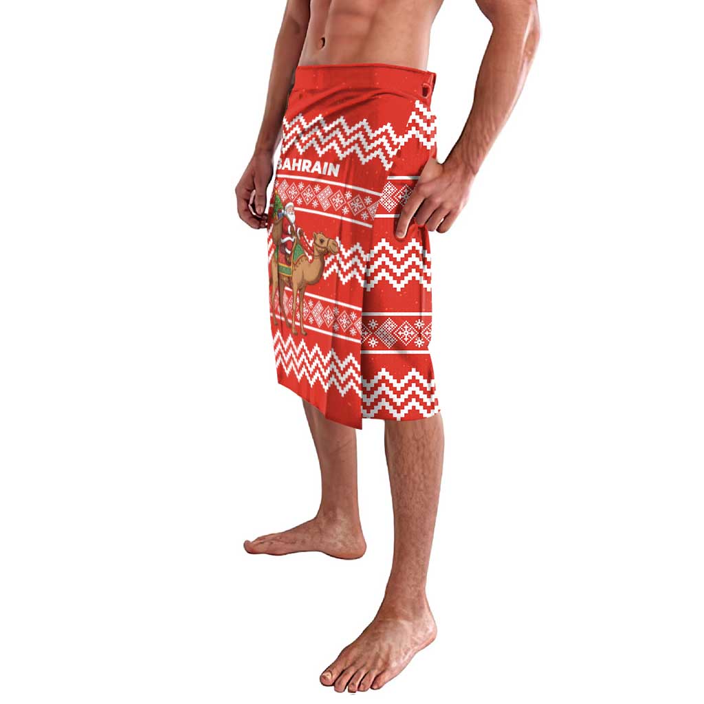 Bahrain Christmas Lavalava with Santa Riding Camel Red Geometric Pattern and Festive Design - Wonder Print Shop
