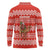 Bahrain Christmas Long Sleeve Polo Shirt with Santa Riding Camel Red Geometric Pattern and Festive Design - Wonder Print Shop