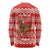 Bahrain Christmas Long Sleeve Shirt with Santa Riding Camel Red Geometric Pattern and Festive Design - Wonder Print Shop