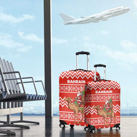 Bahrain Christmas Luggage Cover with Santa Riding Camel Red Geometric Pattern and Festive Design - Wonder Print Shop