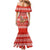 Bahrain Christmas Mermaid Dress with Santa Riding Camel Red Geometric Pattern and Festive Design - Wonder Print Shop