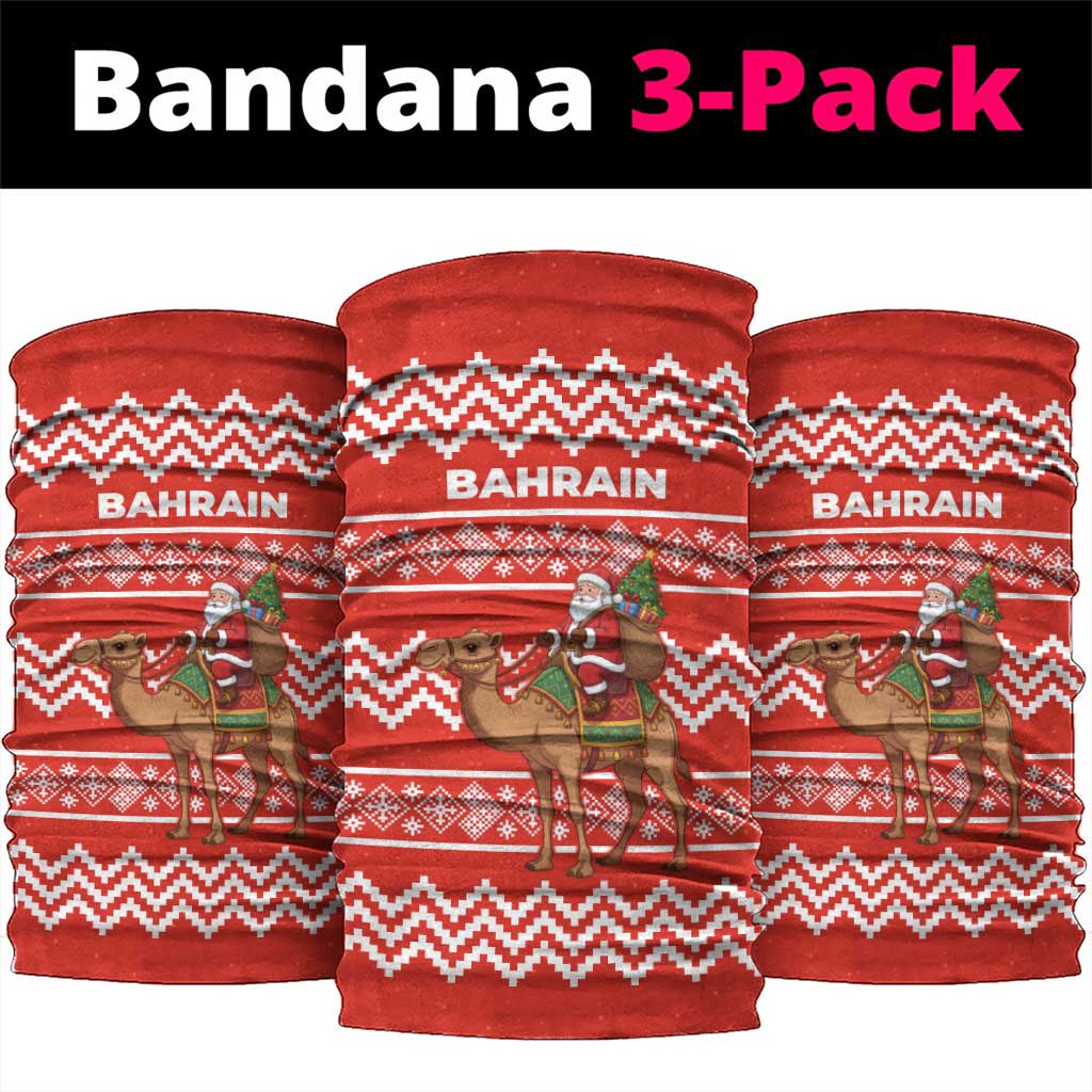 Bahrain Christmas Neck Gaiter with Santa Riding Camel Red Geometric Pattern and Festive Design - Wonder Print Shop