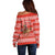 Bahrain Christmas Off Shoulder Sweater with Santa Riding Camel Red Geometric Pattern and Festive Design - Wonder Print Shop