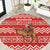 Bahrain Christmas Round Carpet with Santa Riding Camel Red Geometric Pattern and Festive Design - Wonder Print Shop