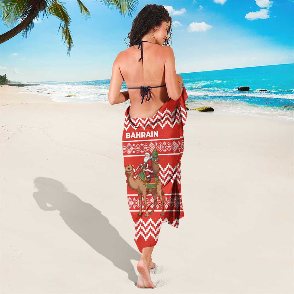 Bahrain Christmas Sarong with Santa Riding Camel Red Geometric Pattern and Festive Design - Wonder Print Shop