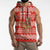 Bahrain Christmas Sleeveless Hoodie with Santa Riding Camel Red Geometric Pattern and Festive Design - Wonder Print Shop