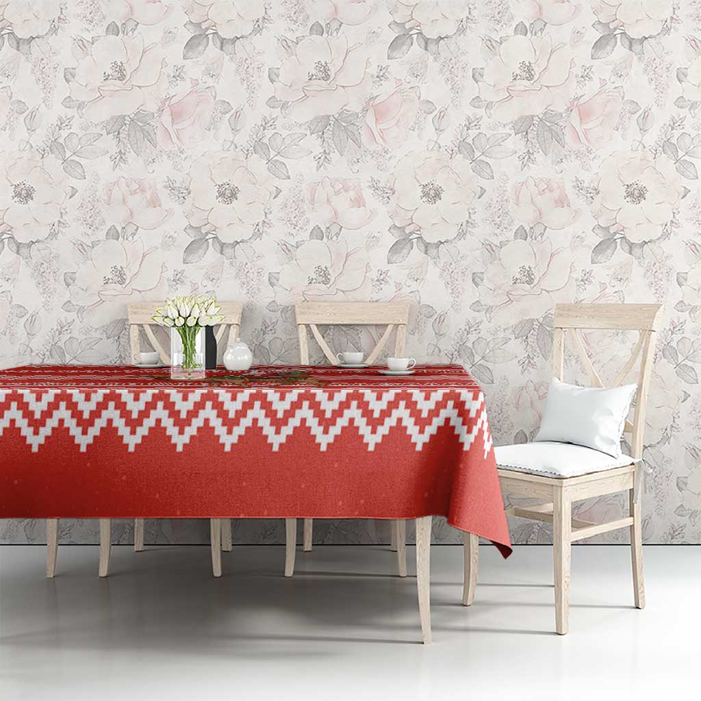 Bahrain Christmas Tablecloth with Santa Riding Camel Red Geometric Pattern and Festive Design - Wonder Print Shop