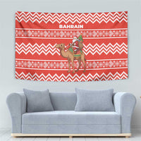 Bahrain Christmas Tapestry with Santa Riding Camel Red Geometric Pattern and Festive Design - Wonder Print Shop