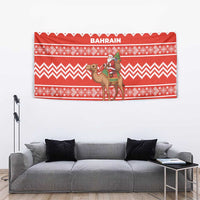Bahrain Christmas Tapestry with Santa Riding Camel Red Geometric Pattern and Festive Design - Wonder Print Shop