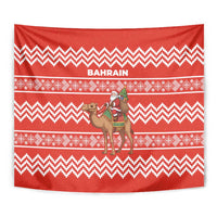 Bahrain Christmas Tapestry with Santa Riding Camel Red Geometric Pattern and Festive Design - Wonder Print Shop