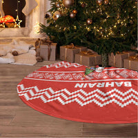 Bahrain Christmas Tree Skirt with Santa Riding Camel Red Geometric Pattern and Festive Design - Wonder Print Shop