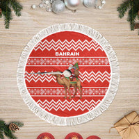 Bahrain Christmas Tree Skirt with Santa Riding Camel Red Geometric Pattern and Festive Design - Wonder Print Shop