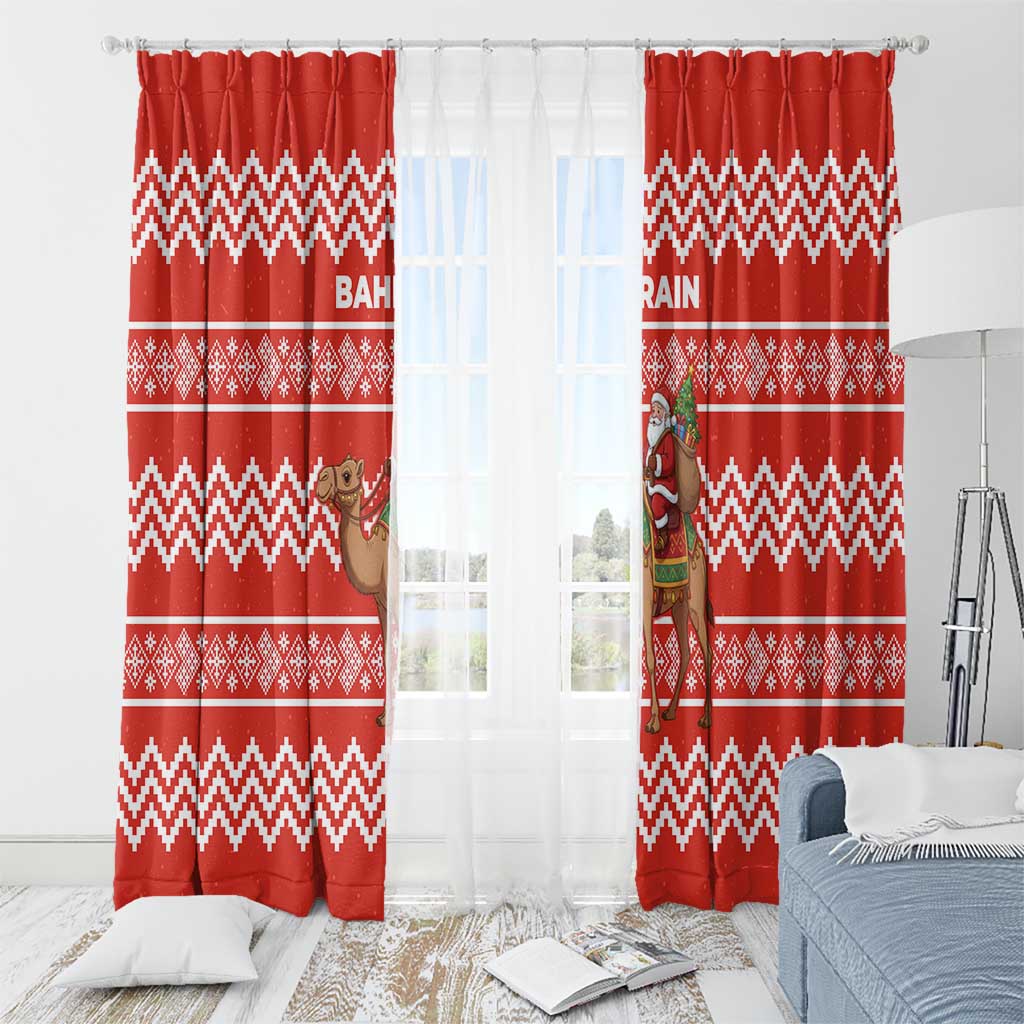 Bahrain Christmas Window Curtain with Santa Riding Camel Red Geometric Pattern and Festive Design - Wonder Print Shop