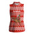 Bahrain Christmas Women Sleeveless Polo Shirt with Santa Riding Camel Red Geometric Pattern and Festive Design - Wonder Print Shop