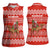 Bahrain Christmas Women Sleeveless Polo Shirt with Santa Riding Camel Red Geometric Pattern and Festive Design - Wonder Print Shop