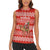 Bahrain Christmas Women Sleeveless Polo Shirt with Santa Riding Camel Red Geometric Pattern and Festive Design - Wonder Print Shop
