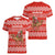 Bahrain Christmas Women V-Neck T-Shirt with Santa Riding Camel Red Geometric Pattern and Festive Design - Wonder Print Shop