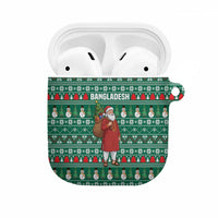Bangladesh Christmas AirPods Case with Santa Claus in Traditional Outfit Snowman and Tree Pattern - Wonder Print Shop