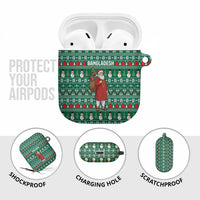 Bangladesh Christmas AirPods Case with Santa Claus in Traditional Outfit Snowman and Tree Pattern - Wonder Print Shop