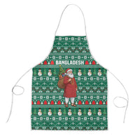 Bangladesh Christmas Apron with Santa Claus in Traditional Outfit Snowman and Tree Pattern - Wonder Print Shop