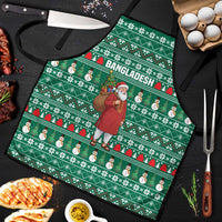Bangladesh Christmas Apron with Santa Claus in Traditional Outfit Snowman and Tree Pattern - Wonder Print Shop