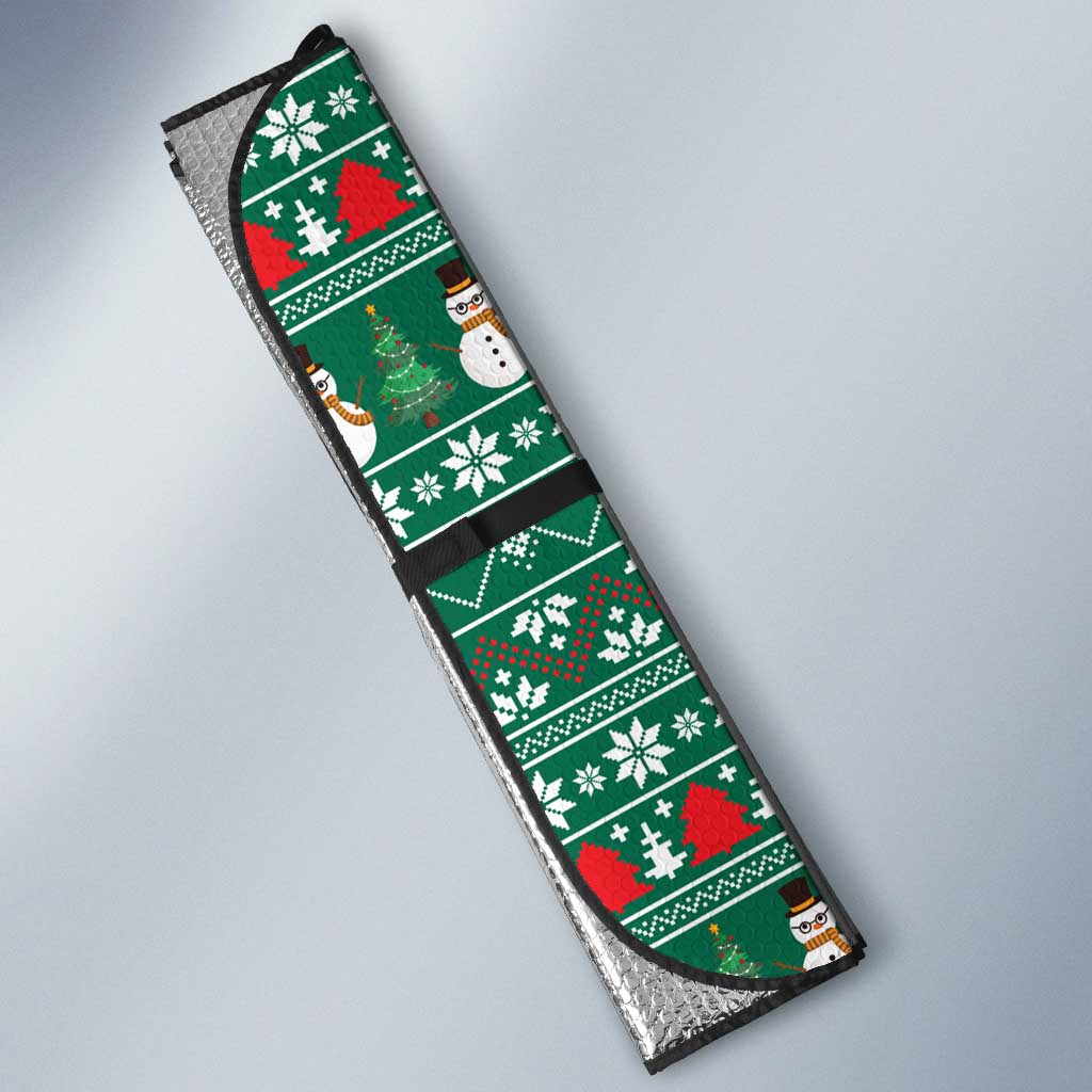 Bangladesh Christmas Auto Sun Shade with Santa Claus in Traditional Outfit Snowman and Tree Pattern - Wonder Print Shop