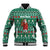 Bangladesh Christmas Baseball Jacket with Santa Claus in Traditional Outfit Snowman and Tree Pattern - Wonder Print Shop
