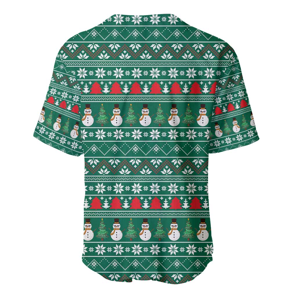 Bangladesh Christmas Baseball Jersey with Santa Claus in Traditional Outfit Snowman and Tree Pattern - Wonder Print Shop