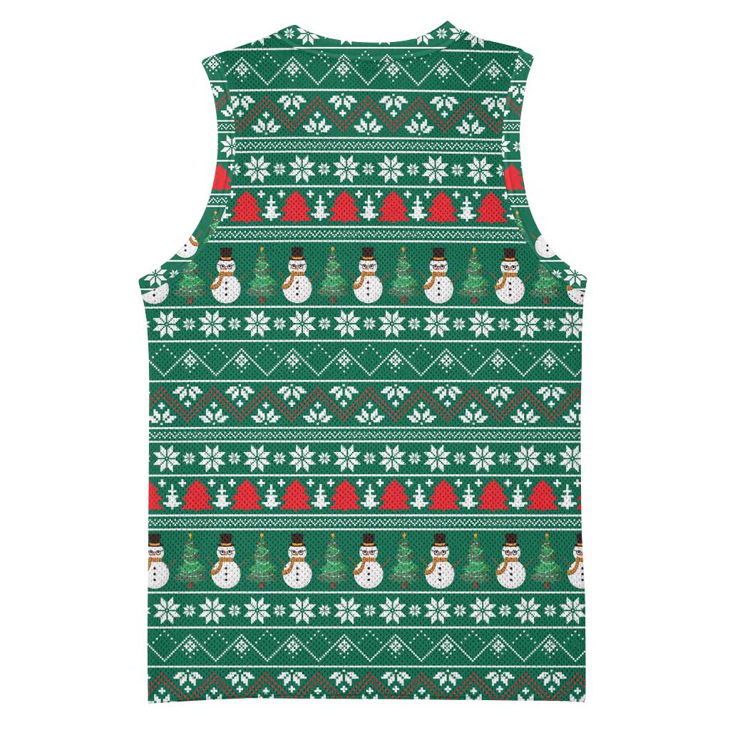 Bangladesh Christmas Basketball Jersey with Santa Claus in Traditional Outfit Snowman and Tree Pattern - Wonder Print Shop