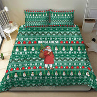 Bangladesh Christmas Bedding Set with Santa Claus in Traditional Outfit Snowman and Tree Pattern - Wonder Print Shop
