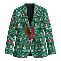 Bangladesh Christmas Blazer with Santa Claus in Traditional Outfit Snowman and Tree Pattern - Wonder Print Shop