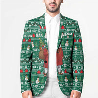 Bangladesh Christmas Blazer with Santa Claus in Traditional Outfit Snowman and Tree Pattern - Wonder Print Shop