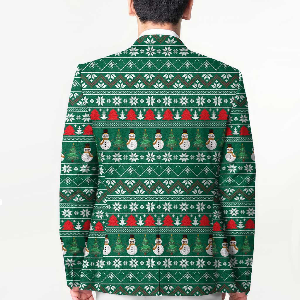 Bangladesh Christmas Blazer with Santa Claus in Traditional Outfit Snowman and Tree Pattern - Wonder Print Shop