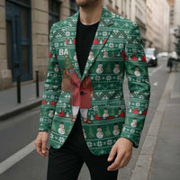Bangladesh Christmas Blazer with Santa Claus in Traditional Outfit Snowman and Tree Pattern - Wonder Print Shop