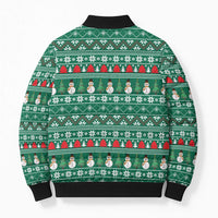 Bangladesh Christmas Bomber Puffer Jacket with Santa Claus in Traditional Outfit Snowman and Tree Pattern - Wonder Print Shop