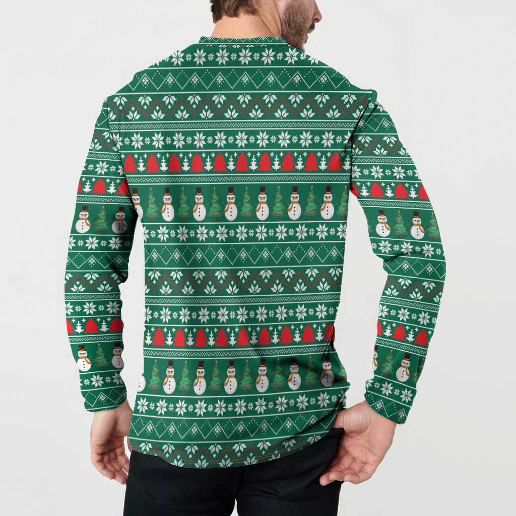 Bangladesh Christmas Button Sweatshirt with Santa Claus in Traditional Outfit Snowman and Tree Pattern - Wonder Print Shop