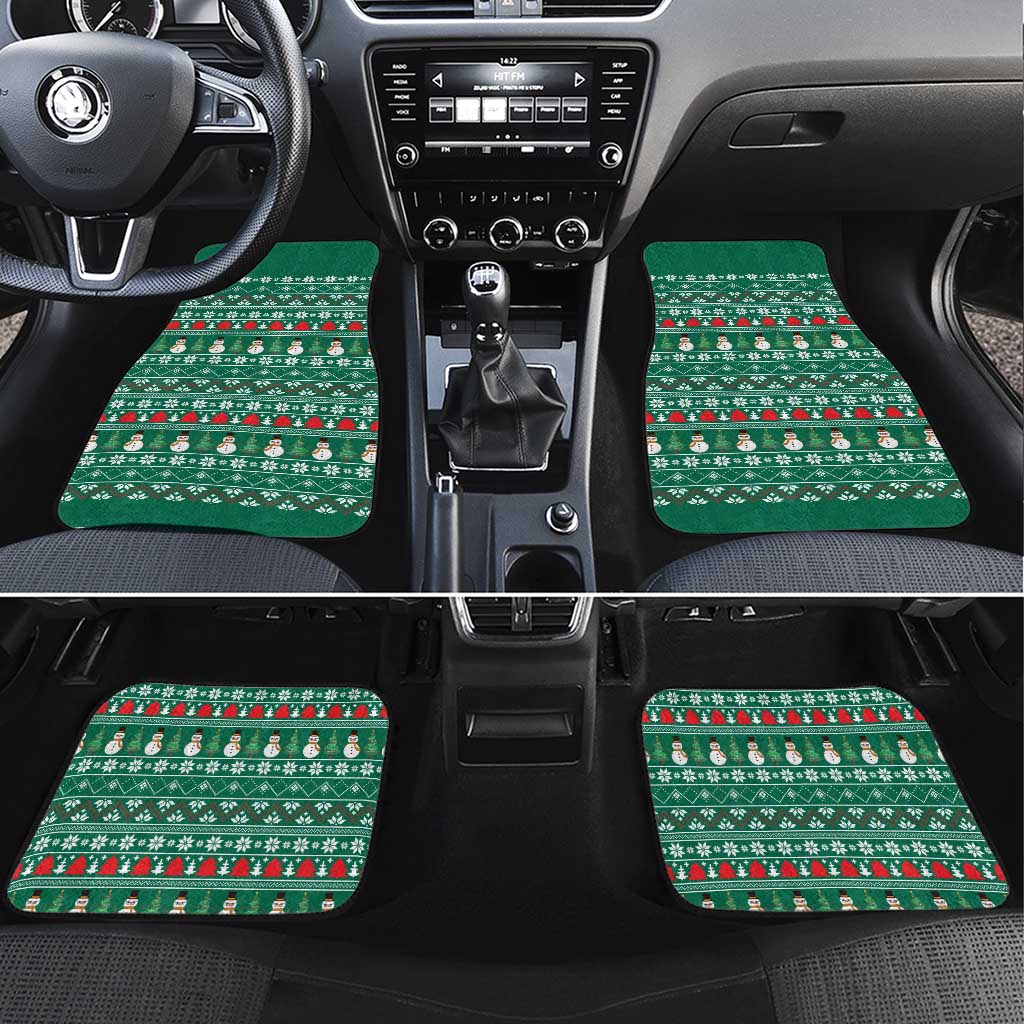 Bangladesh Christmas Car Mats with Santa Claus in Traditional Outfit Snowman and Tree Pattern - Wonder Print Shop