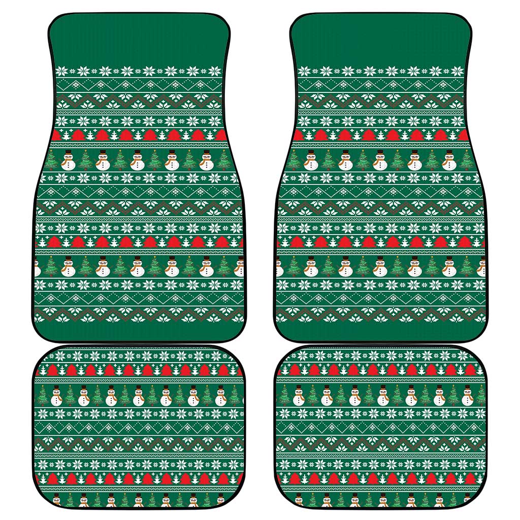 Bangladesh Christmas Car Mats with Santa Claus in Traditional Outfit Snowman and Tree Pattern - Wonder Print Shop