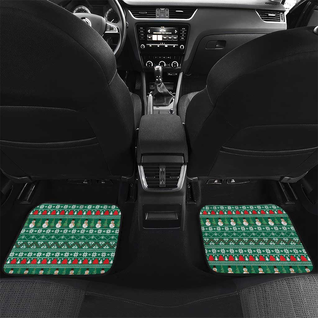 Bangladesh Christmas Car Mats with Santa Claus in Traditional Outfit Snowman and Tree Pattern - Wonder Print Shop