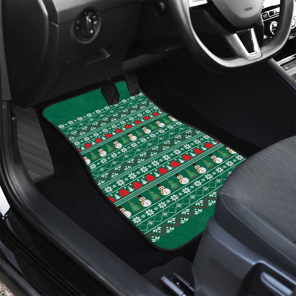Bangladesh Christmas Car Mats with Santa Claus in Traditional Outfit Snowman and Tree Pattern - Wonder Print Shop